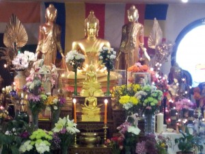 Statues in the Shrine Room at Wolverhampton Buddha Vihara