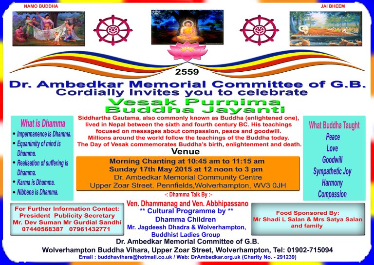 Buddha Jayanti Celebration at Wolverhampton Buddha Vihara – 17th May 2015