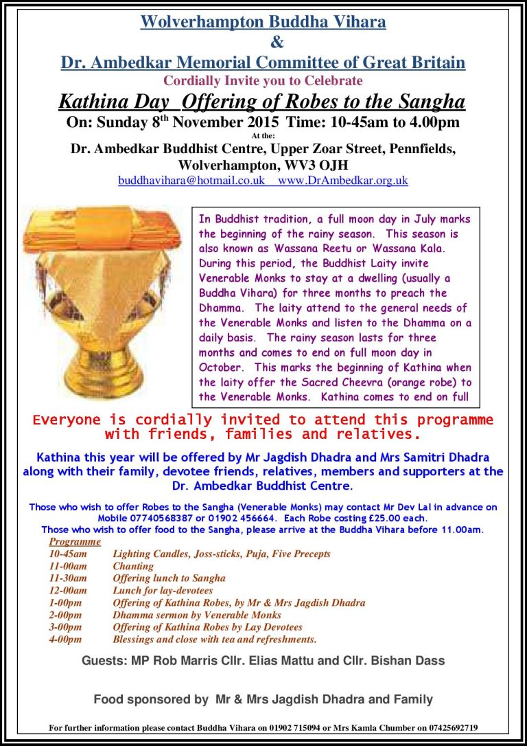 Celebration of Kathina at Wolverhampton Buddha Vihara